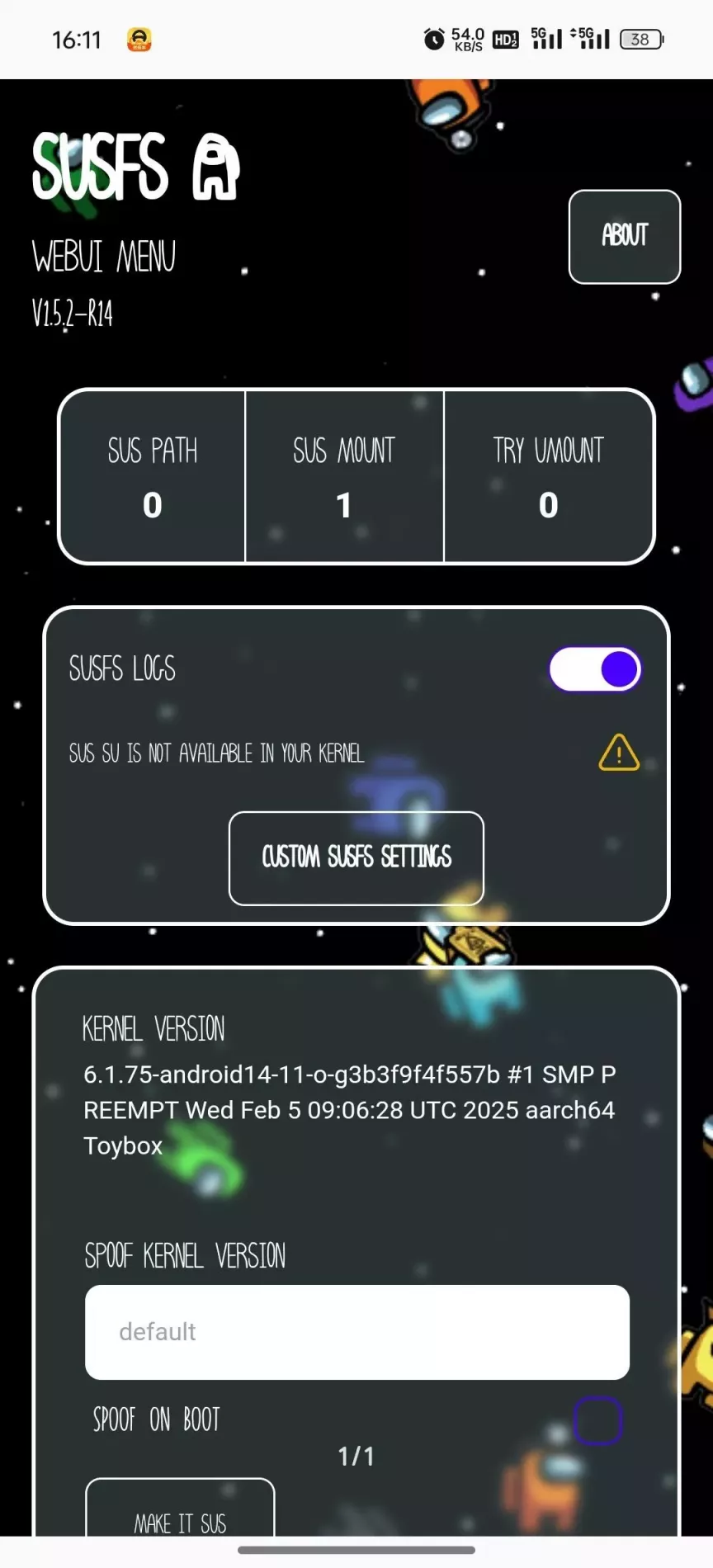 SUS SU IS NOT AVAILABLE IN YOUR KERNEL